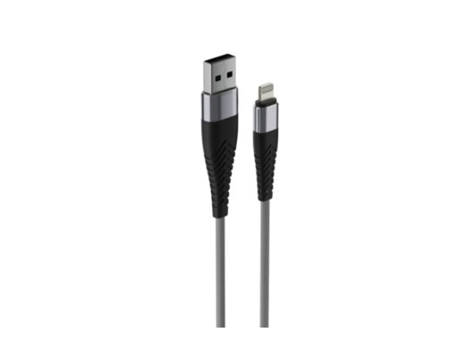 Кабель OLMIO SOLID USB 2.0 - lightning 1.2м 2.1A Титановый (039048) усиленный